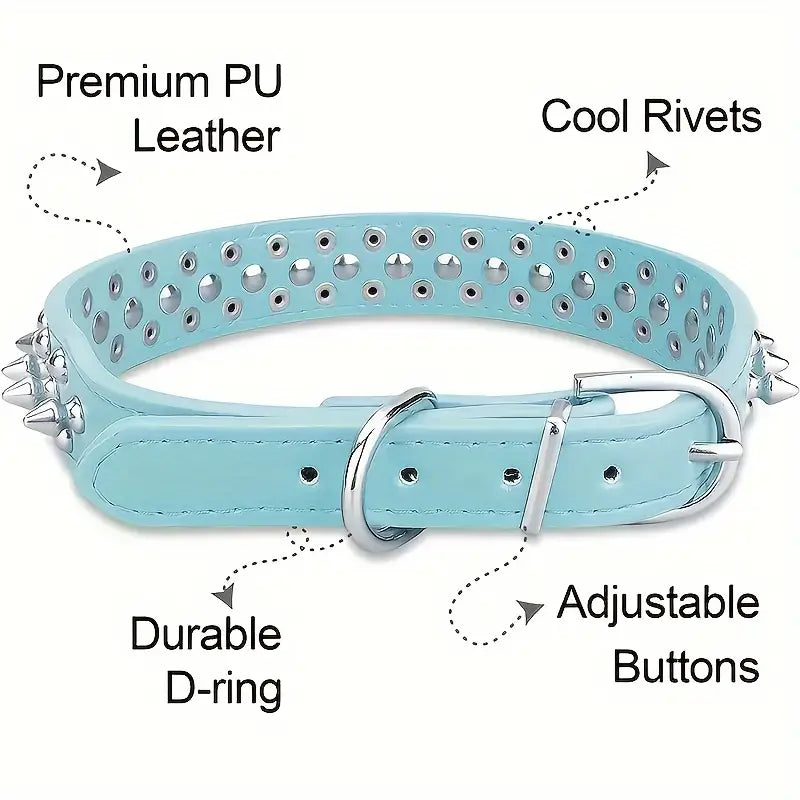 PawsGuard Spiked Leather Dog Collar and Leash Set