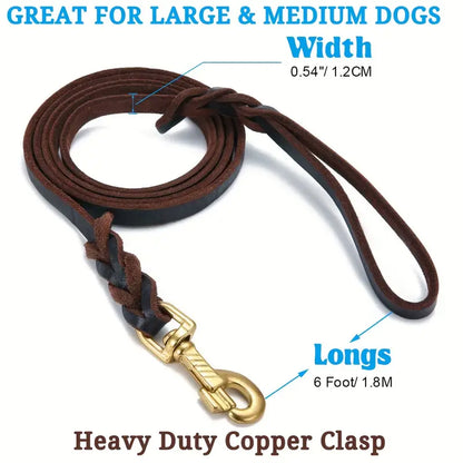 Genuine Braided Leather Dog Leash