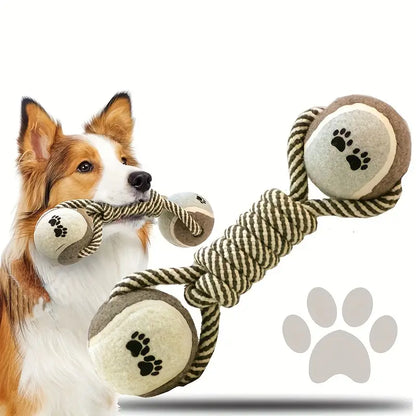 Durable Cotton Blend Dog Chew Toy - Elastic Rope Knot Ball