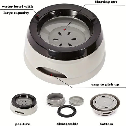 Anti-Spill Dog Water Bowl With Slow Dispenser