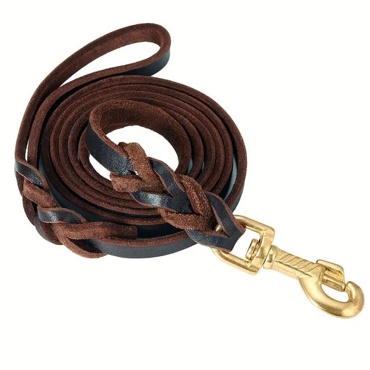 Genuine Braided Leather Dog Leash