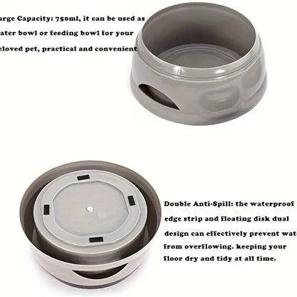 Anti-Spill Dog Water Bowl With Slow Dispenser